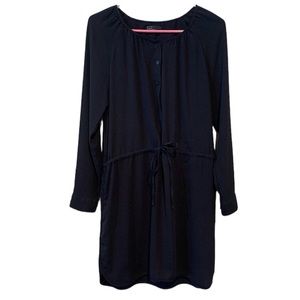 GAP Sheer Long Sleeve Button Down Dress With Tie